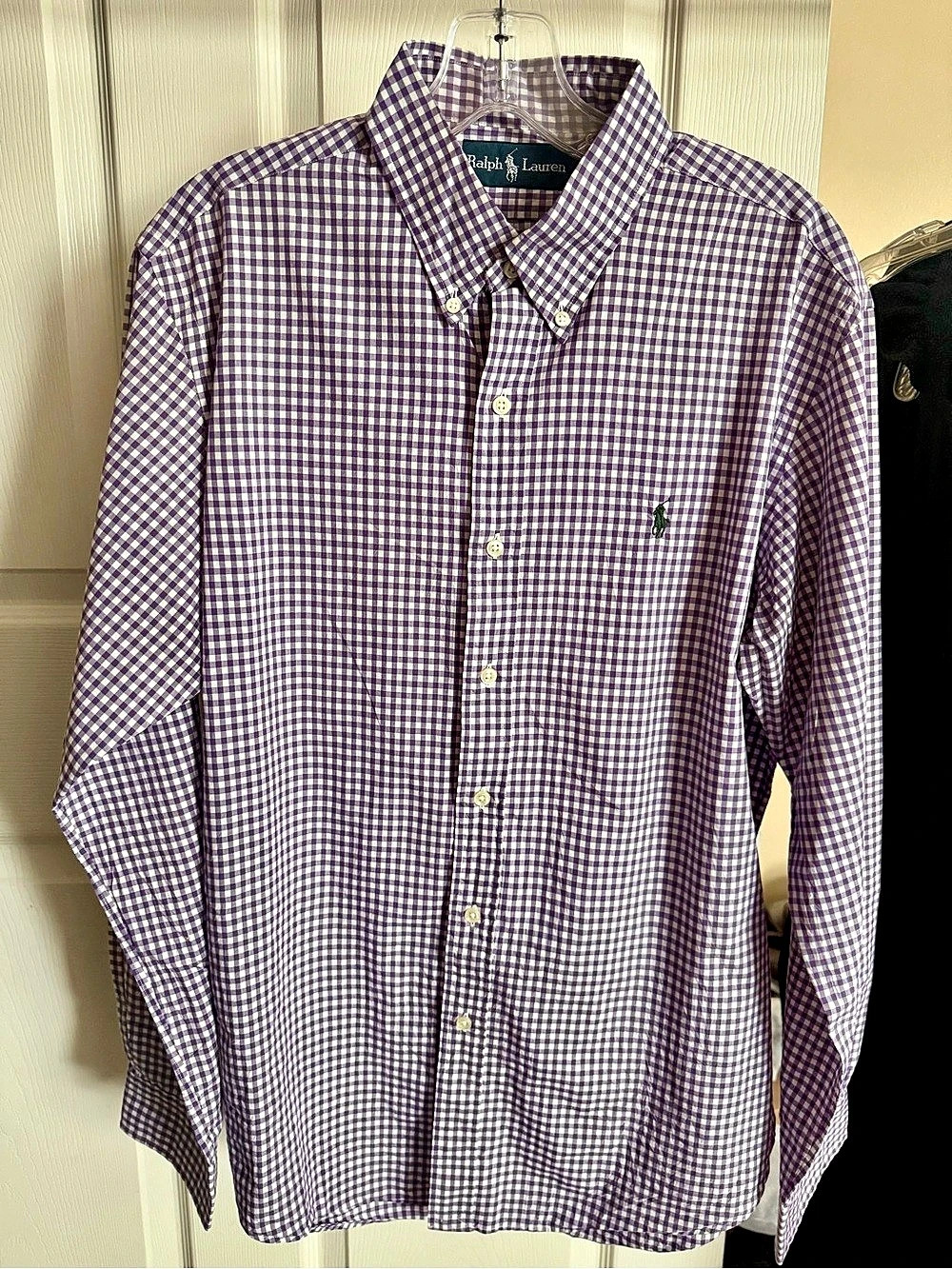 Ralph Lauren Gingham Button-Down Shirt Purple & White Large